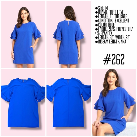 First Love Cobalt Blue Tiered Ruffle Sleeve Mini Dress - Picture 6 of 6